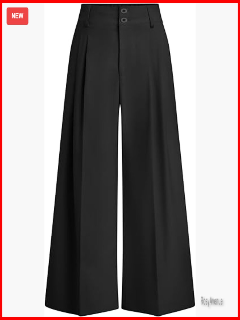 High Waist Pleated Wide Leg Palazzo Pants With Pockets